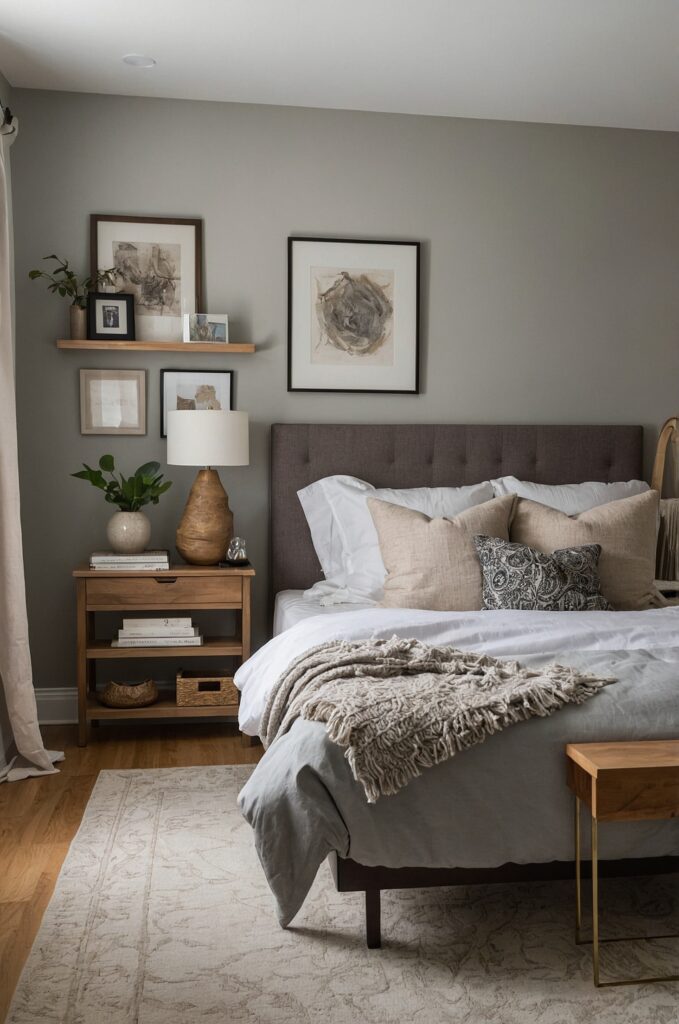 A clutter-free small bedroom with soft colors and minimal decor.