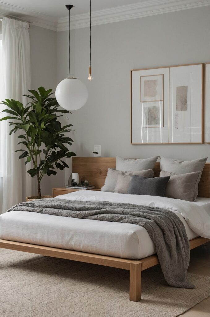 A minimal decor small bedroom with a neutral color palette and clean lines.