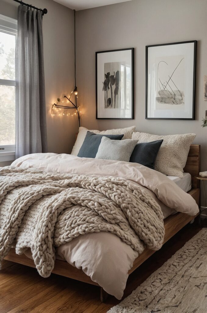A Pinterest-worthy small room designed as an aesthetic bedroom with trendy decor and stylish organization.