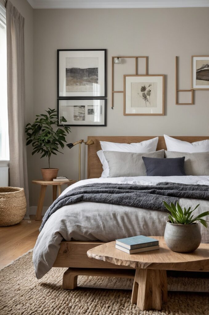 A Scandinavian small room designed as an aesthetic bedroom with a light color palette and minimalist decor.