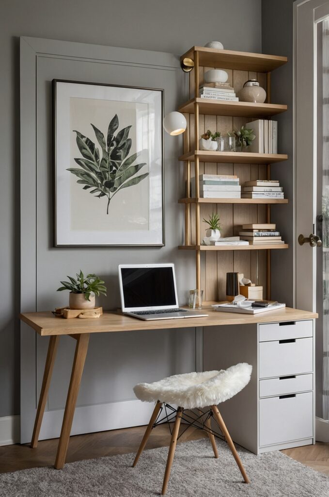 A space-efficient small bedroom with a multifunctional bed and light colors.